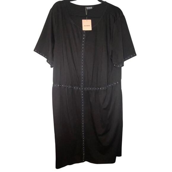 3X 22-24 Plus Size Black T shirt Dress Silver Stud BloomChic Pocket Rae NWT - Picture 8 of 8